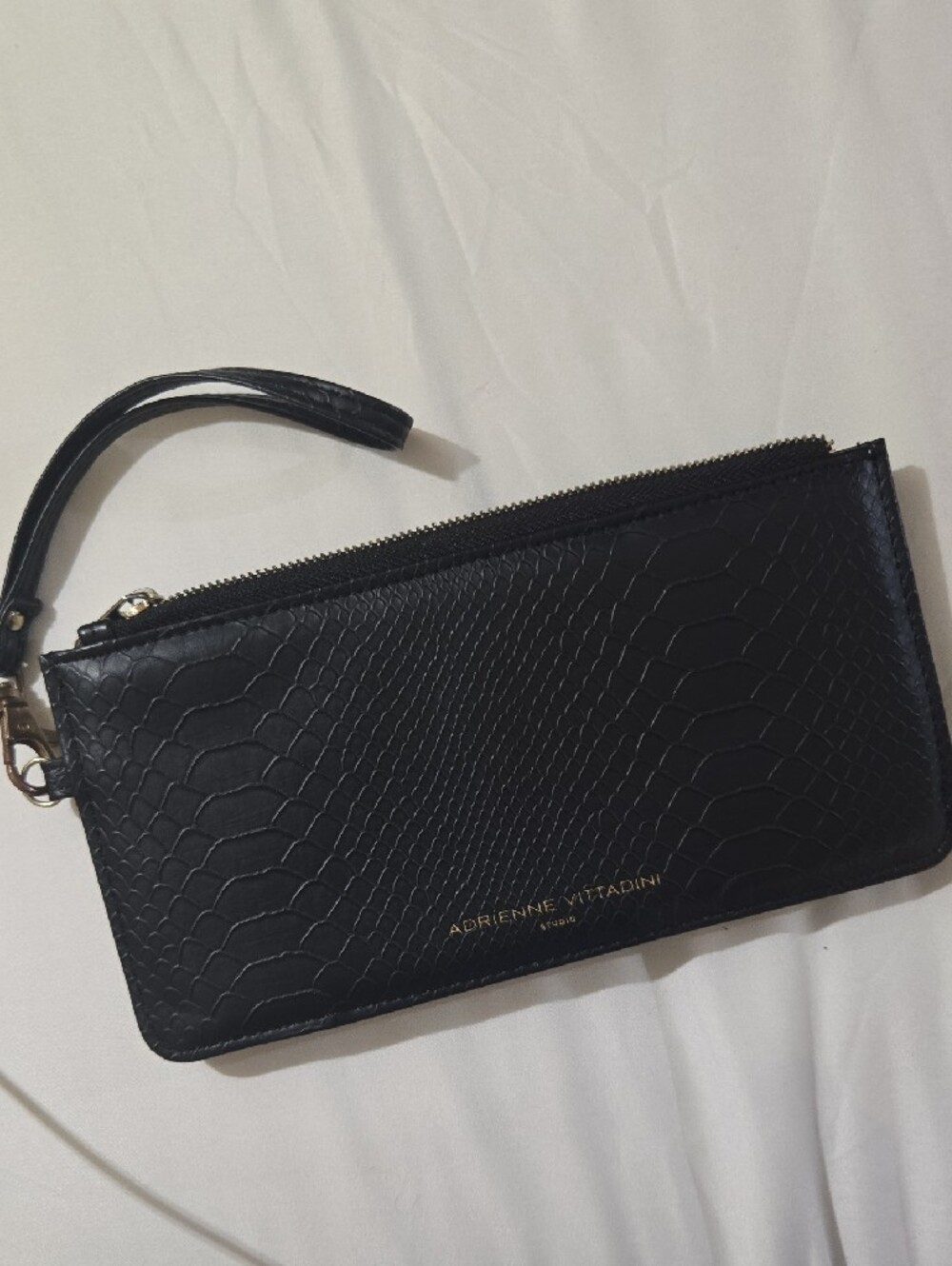 Adrienne Vittadini Black Embossed Zip-Around Wristlet - Picture 2 of 8